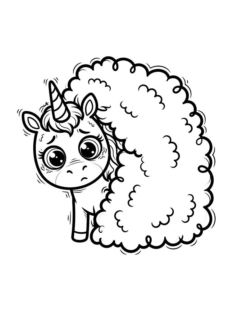 Ausmalbild: Bibber, das Einhorn für Angst.