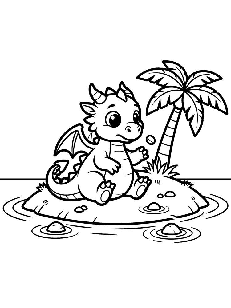 Ausmalbild: Einsi, der Drache für Einsamkeit.