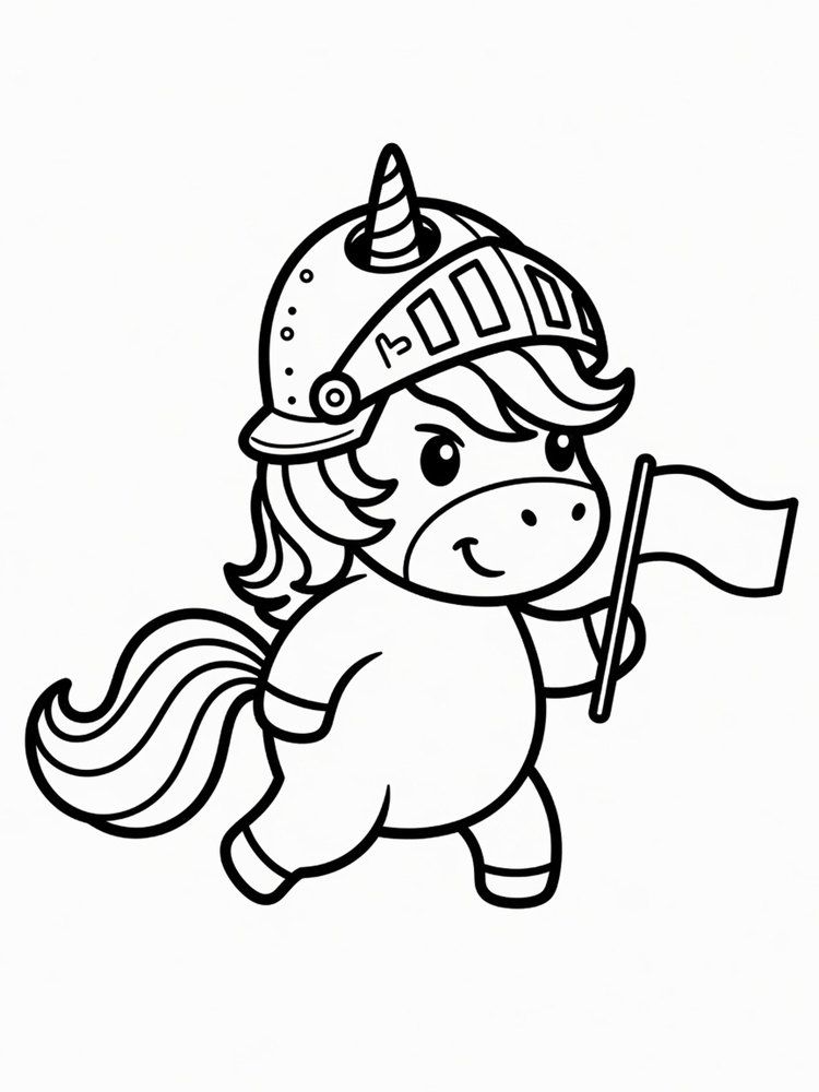 Ausmalbild: Mutz, das Einhorn für Mut.