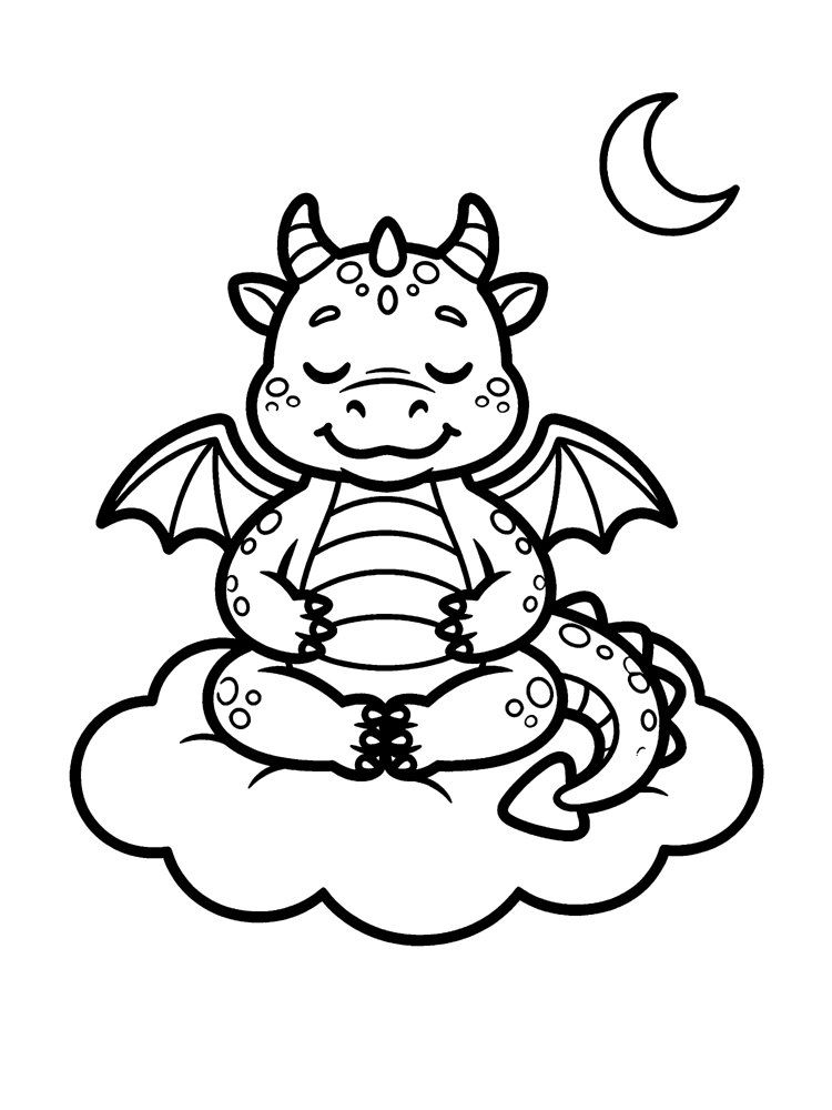 Ausmalbild: Ommo, der Drache für Ruhe.