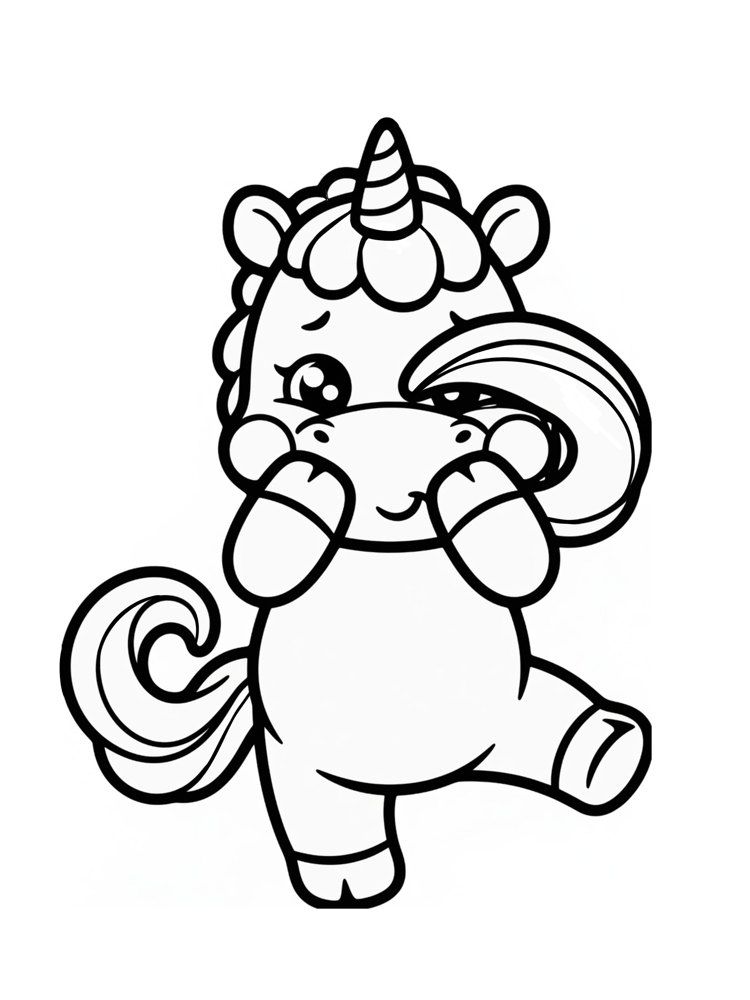 Ausmalbild: Glühli, das Einhorn für Scham.