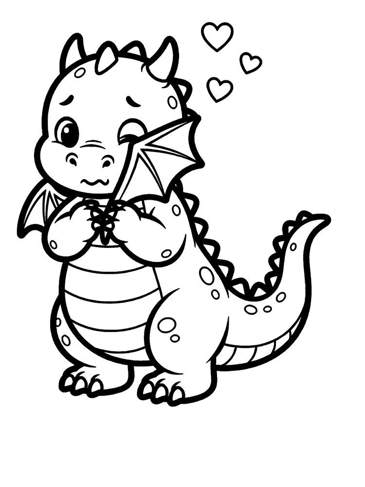 Ausmalbild: Schlupf, der Drache für Schüchternheit.