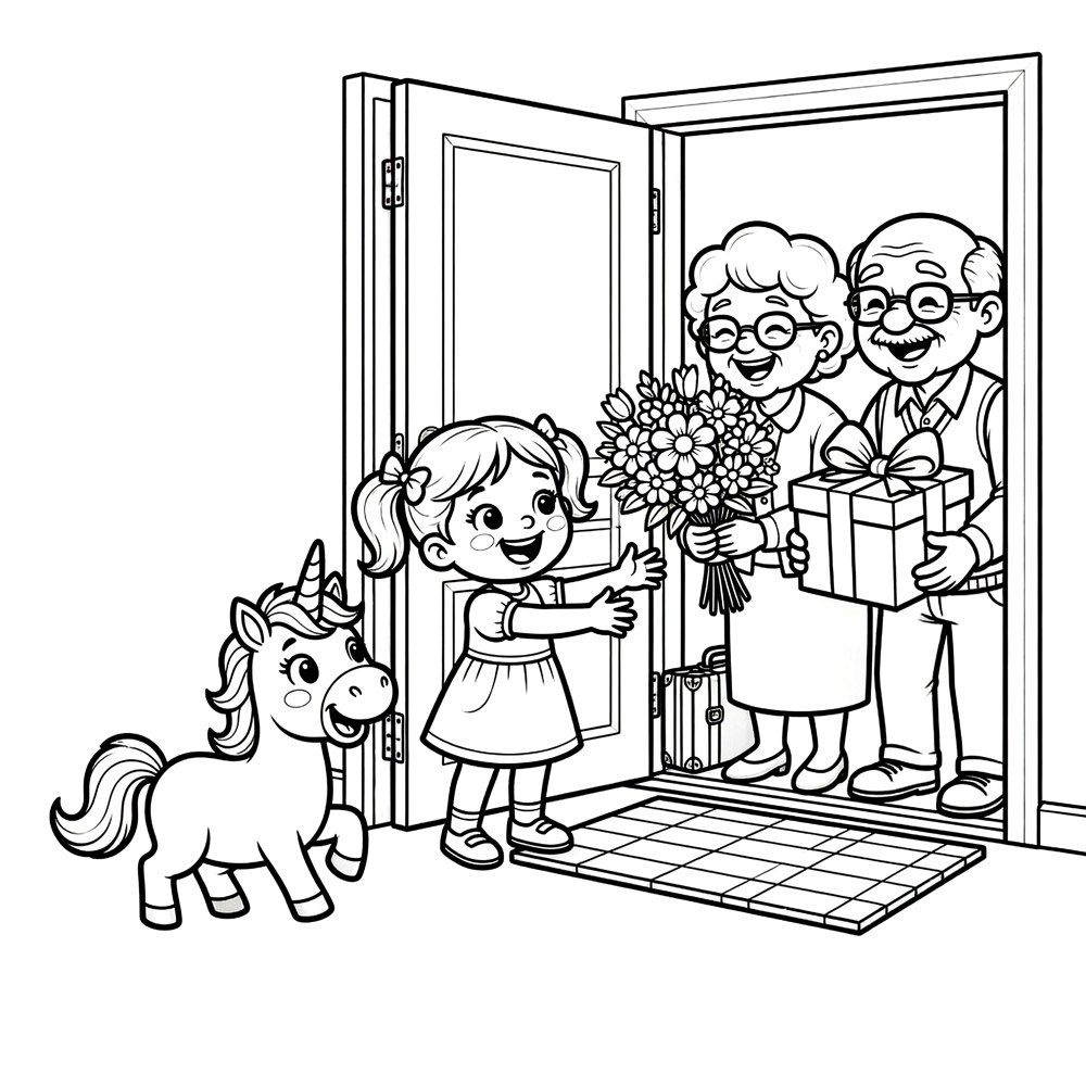 Ausmalbild aus dem Buch: die Alltagsszene zum Gefühl Überraschung mit Plopp.