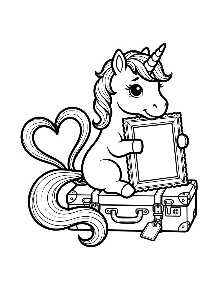 Ausmalbild: Sehni, das Einhorn für Vermissen.