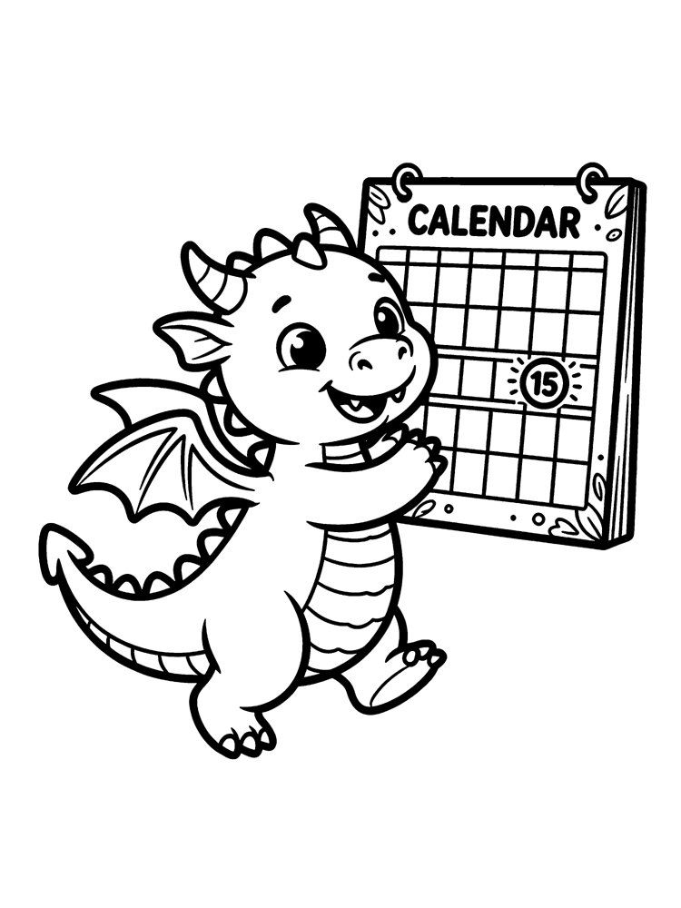 Ausmalbild: Hibbel, der Drache für Vorfreude.